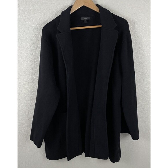 J Crew Womens Plus Size 3X Black Sophie Open Front Sweater Blazer Patch Pockets - Picture 1 of 4